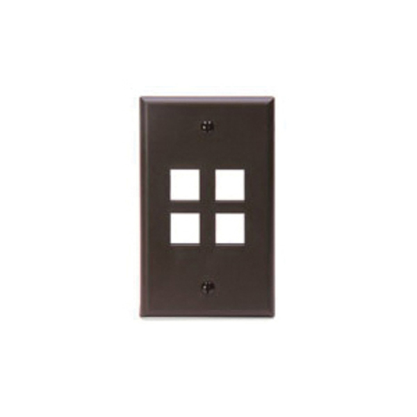 Leviton 4-Port Wallplate Unloaded, 1-Gang Use W/Snap-In Modules, Quickport BN 41080-4BP